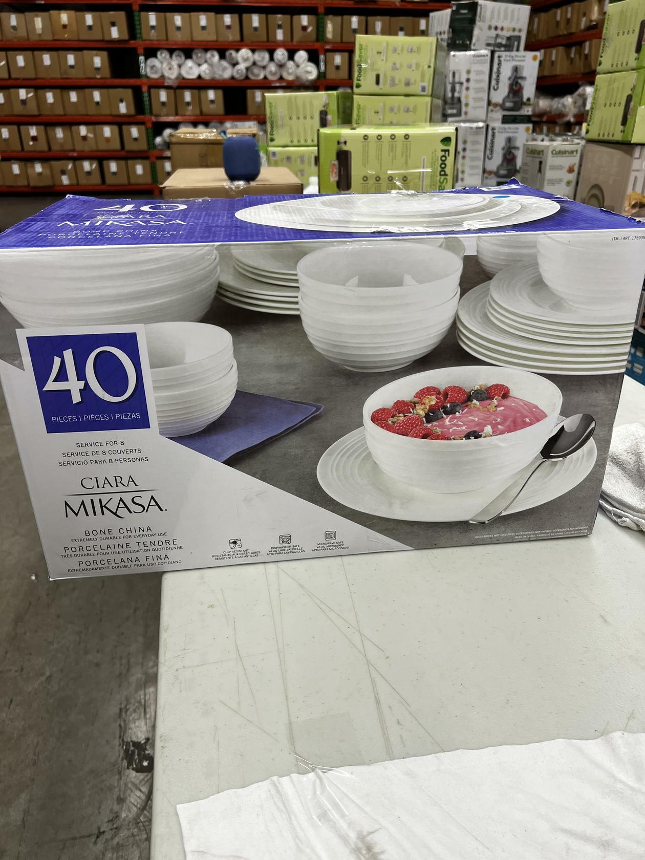 [Like_new] Mikasa Ciara 40-Piece Dinnerware Set, Bone China, Chip-Resistant, Dining