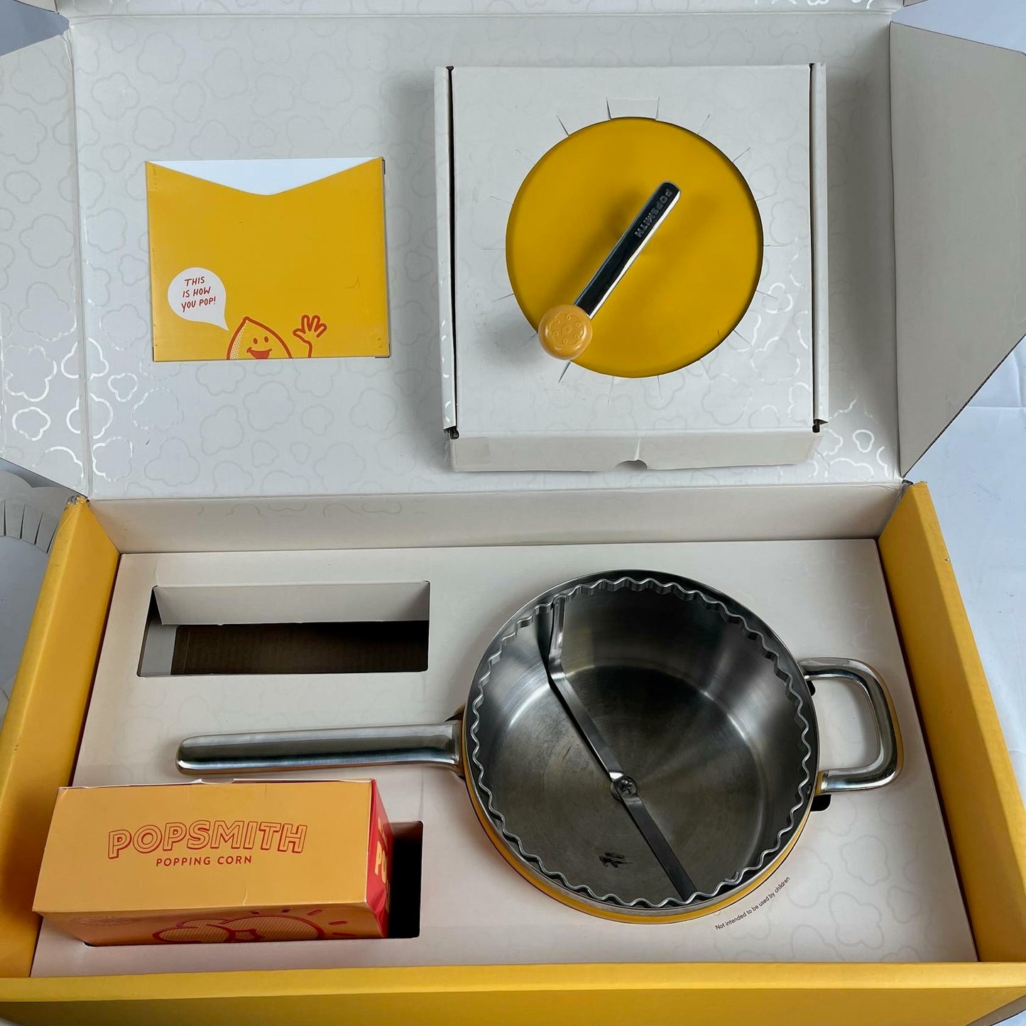 [Very_good] Popsmith Popcorn Popper in Butter - 6 Quart Stovetop Popcorn Machine - Stainless