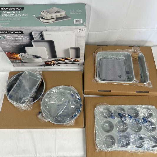 [Like_new] Tramontina 11-piece Non-Stick Ceramic Bakeware Set (9+2 Piece) Gray