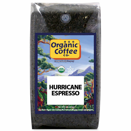 BB06/25 Organic-Coffee Co Hurricane Espresso Whole Bean Coffee 2LB