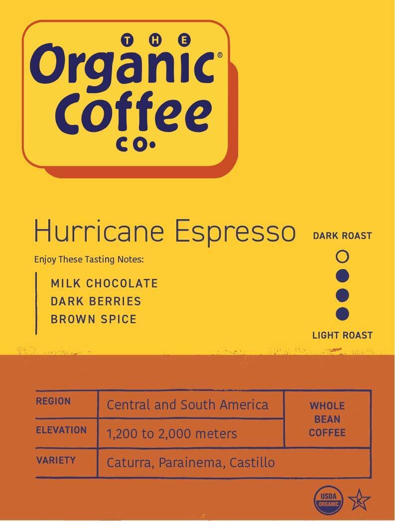 BB06/25 Organic-Coffee Co Hurricane Espresso Whole Bean Coffee 2LB