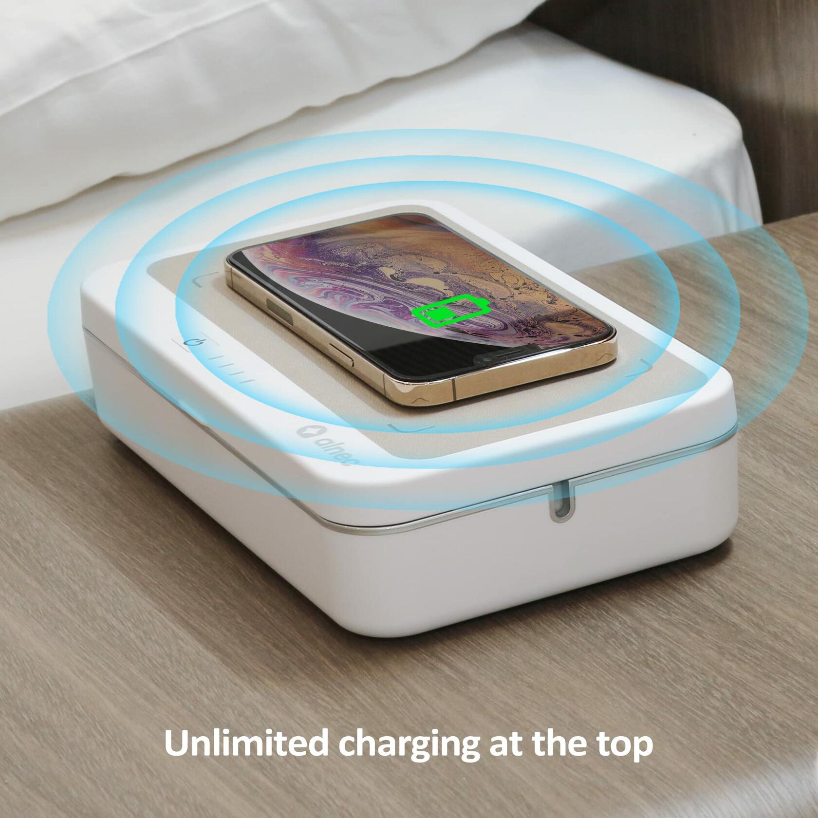 UV Sanitizer Box with Wireless Charger| Phone Screen Disinfecting (Brown)