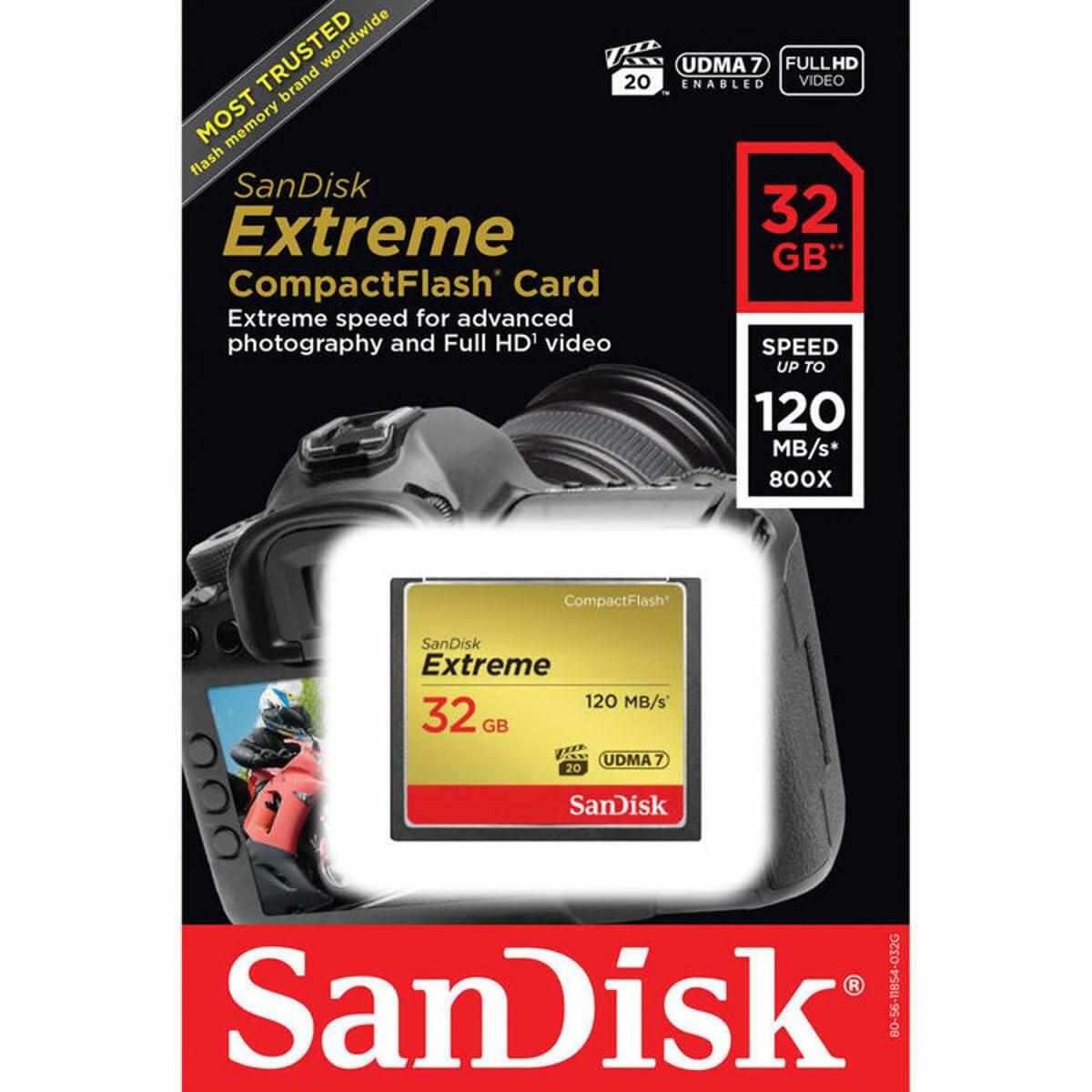 SanDisk SDCFXSB-032G-G46 CF Extreme Memory Card 32GB 120MB/S Class 10