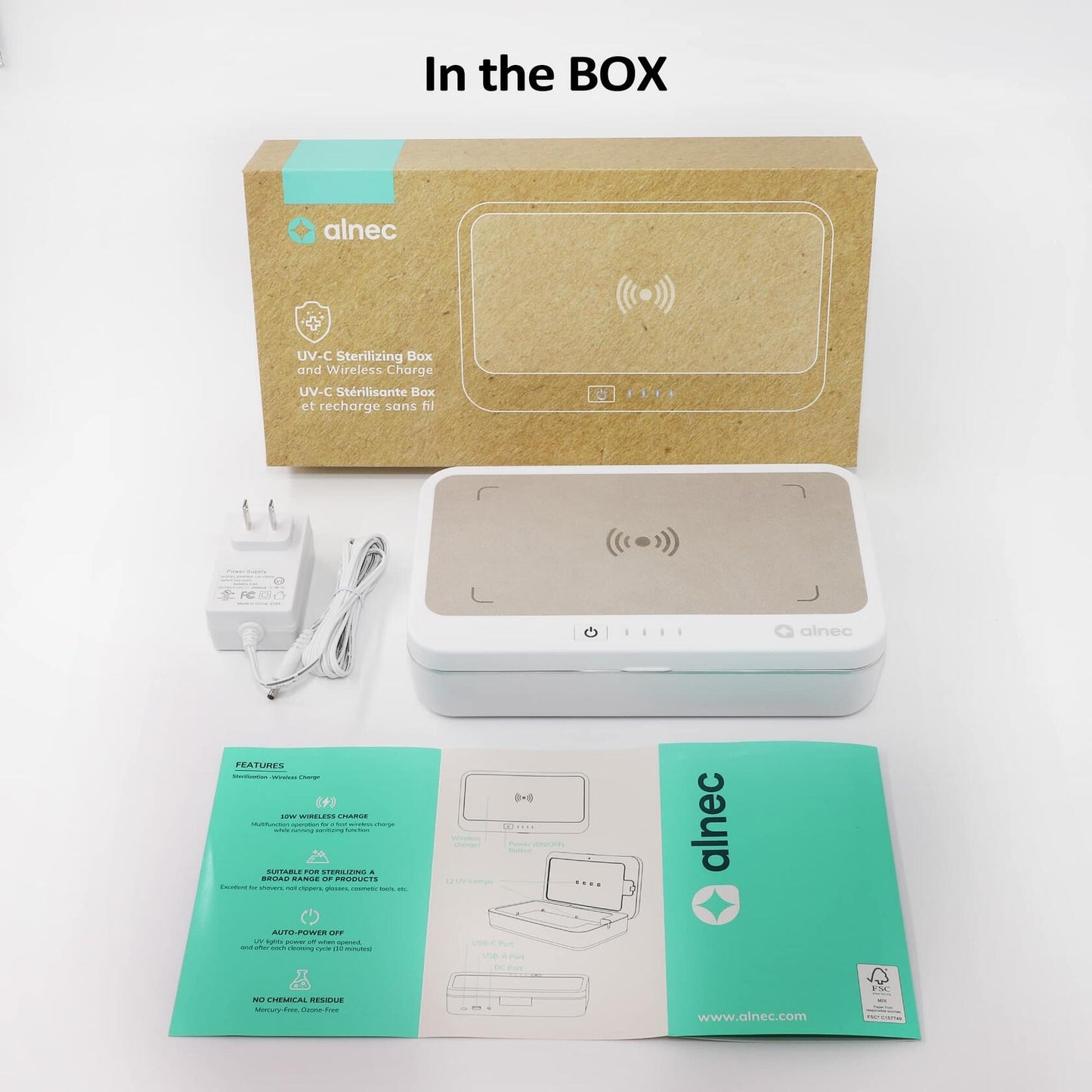 UV Sanitizer Box with Wireless Charger| Phone Screen Disinfecting (Brown)