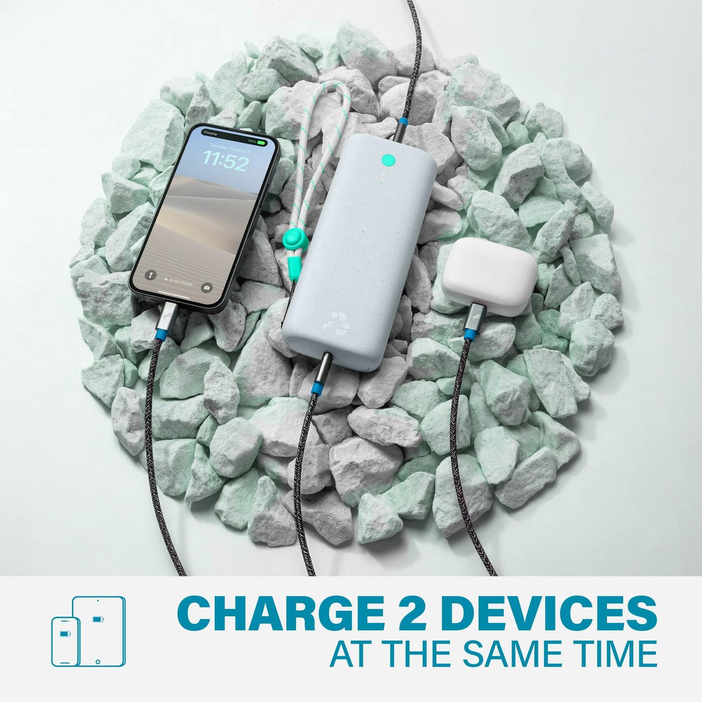 Nimble Champ Pro Portable Charger, 20,000mAh PowerBank with Cable,65W Dual USB-C