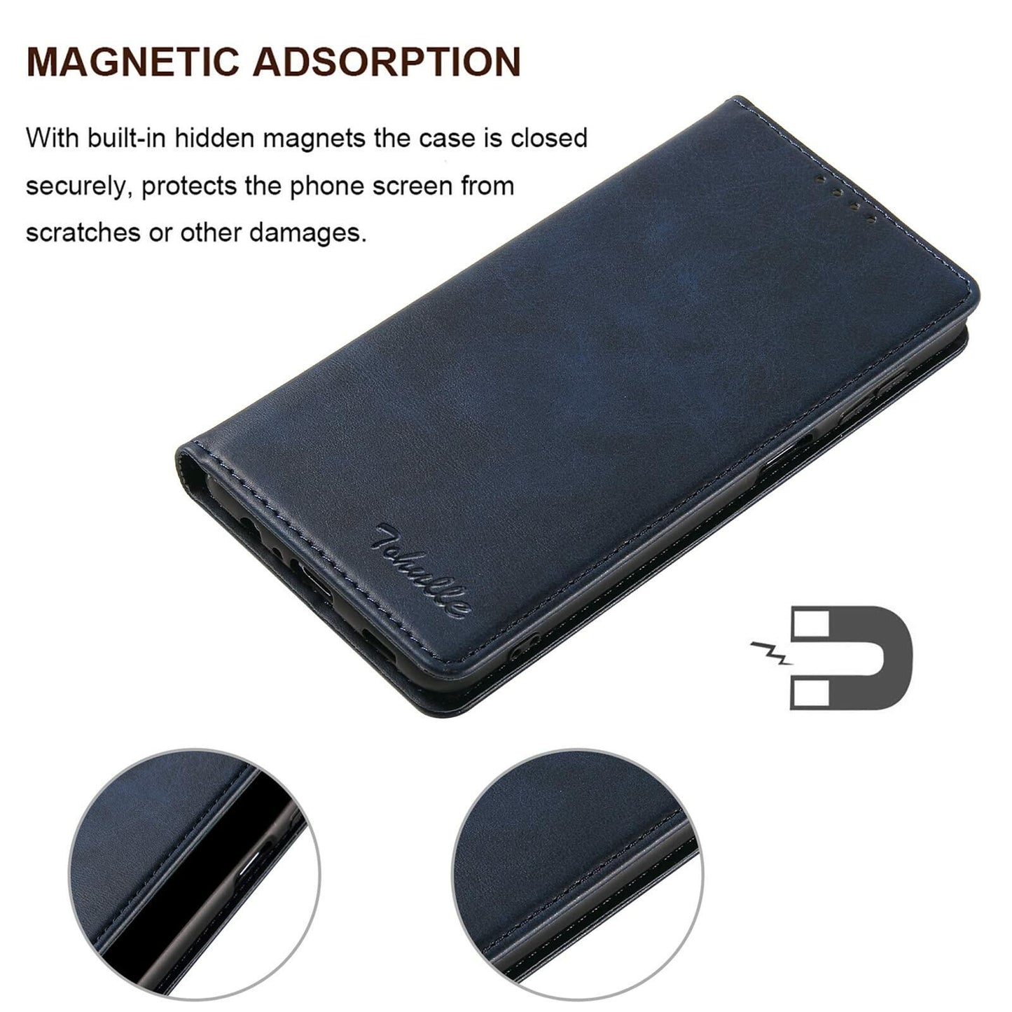 TOHULLE for Google Pixel 6 Case, Vintage Wallet Case Card Holder - Blue