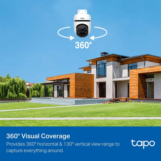 Tapo 1080P Outdoor Wired Pan/Tilt Security Wi-Fi Camera, 360° View