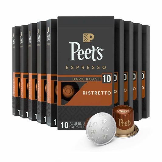 Peet's Coffee, Dark Roast Espresso Capsules (10 Boxes of 10 Espresso Capsules)