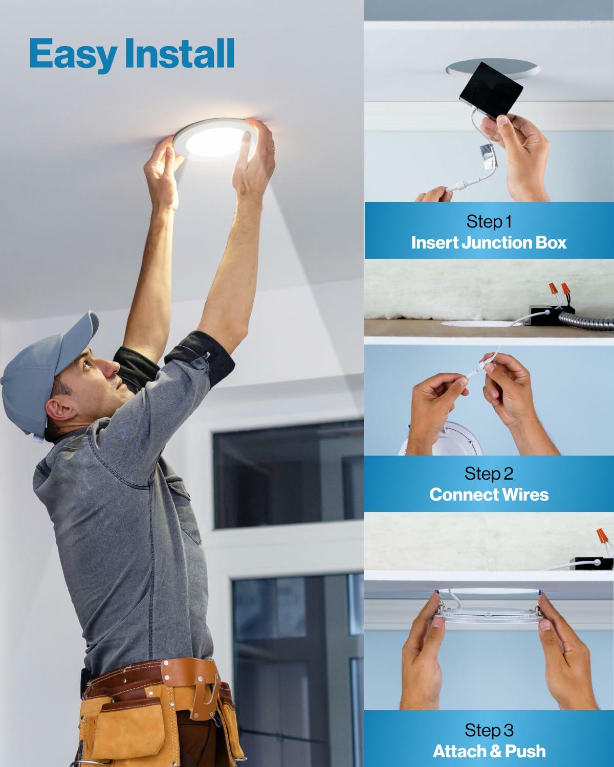Sunco Recessed Lighting 6 Inch LED, 50000 Lifetime Hours ETL 2 Pack.