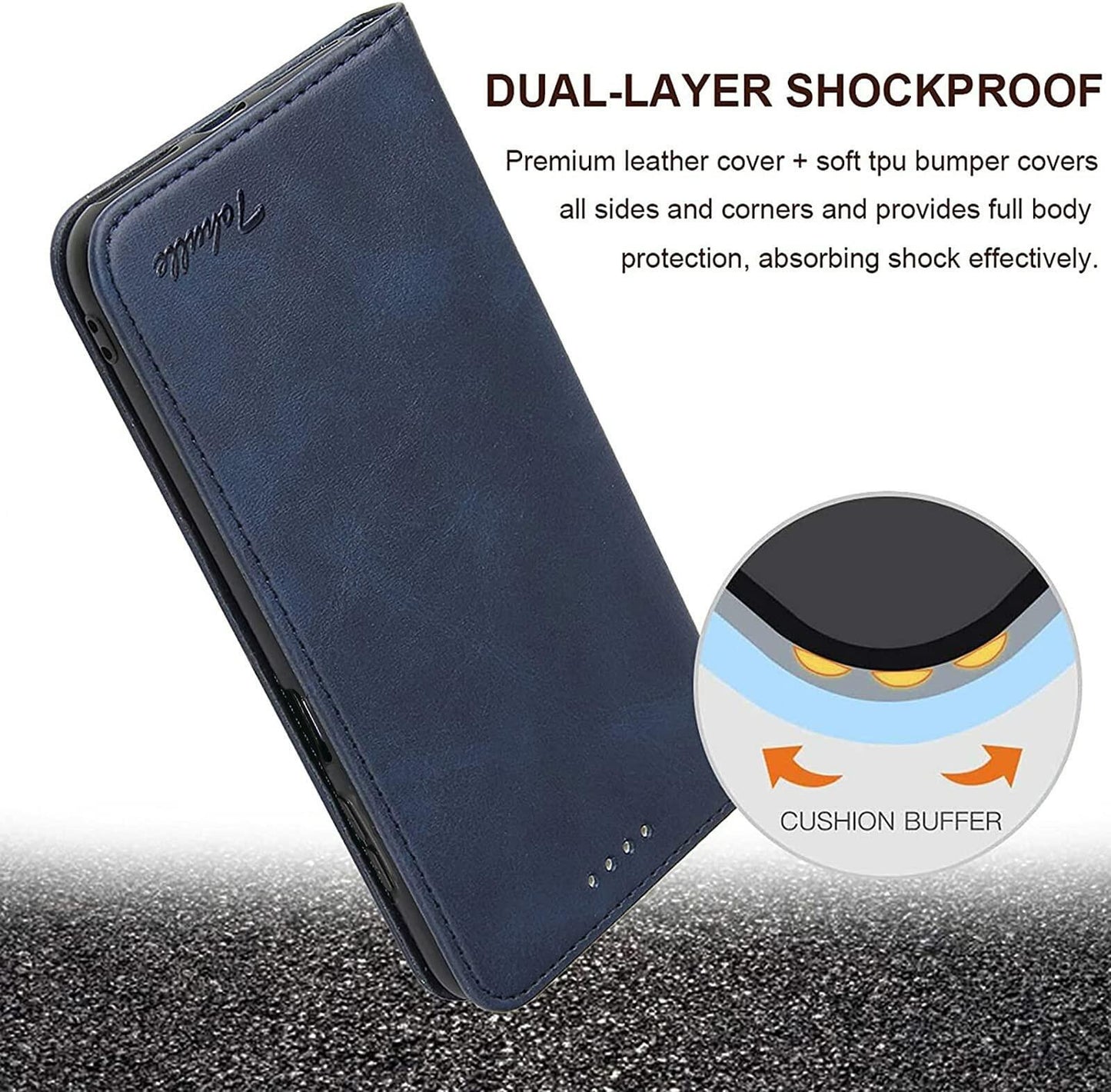 TOHULLE for Google Pixel 6 Case, Vintage Wallet Case Card Holder - Blue