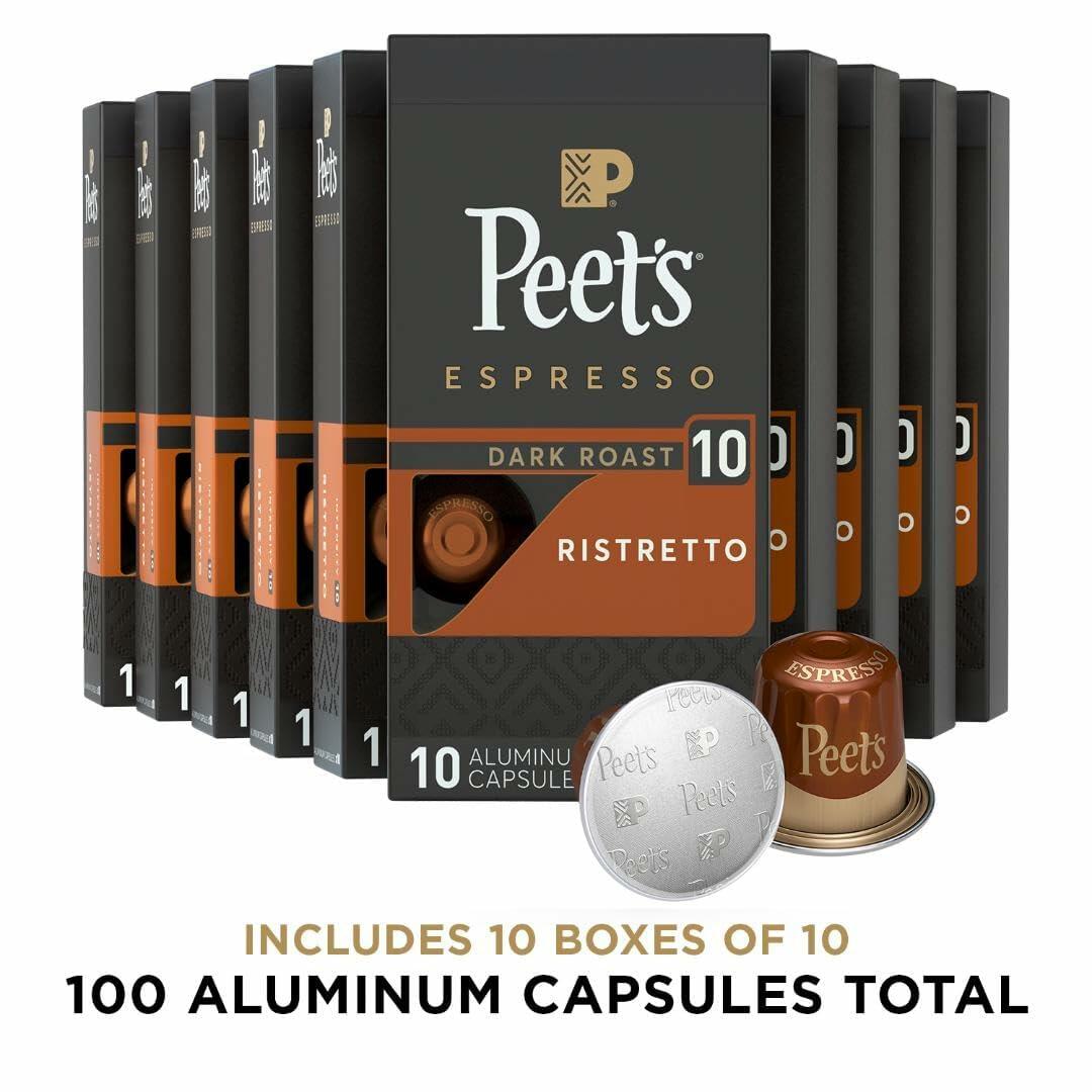 Peet's Coffee, Dark Roast Espresso Capsules (10 Boxes of 10 Espresso Capsules)