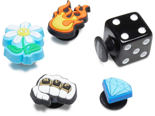 [Like_new] Crocs 5-Pack Trendy Shoe Charms | Jibbitz, MVP Kid, One Size