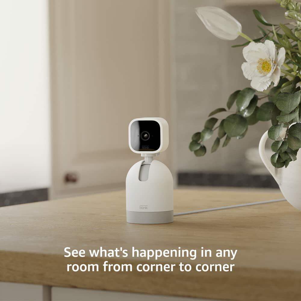 Blink Mini Pan-Tilt Camera (newest model), Works with Alexa (White)