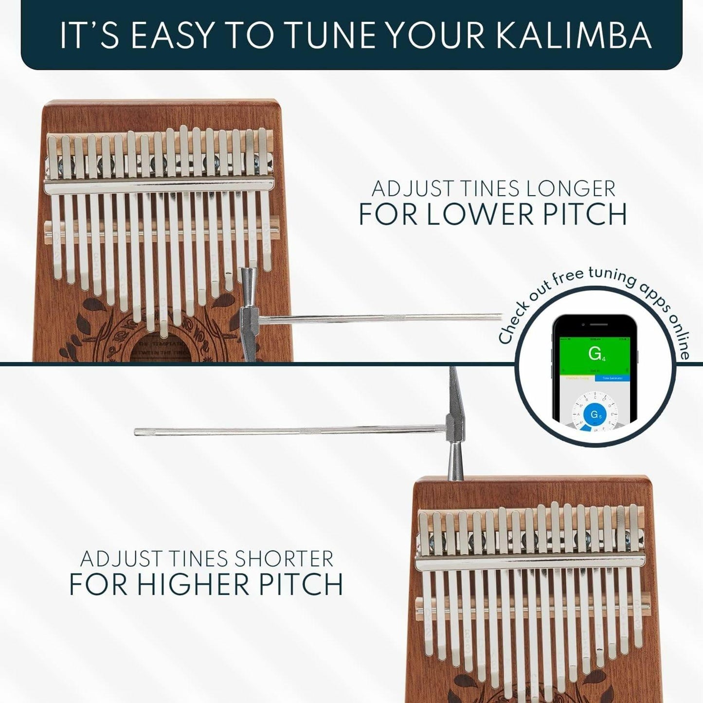 UNOKKI Kalimba Thumb Piano Portable Mahogany 17 Key Mbira Finger Piano