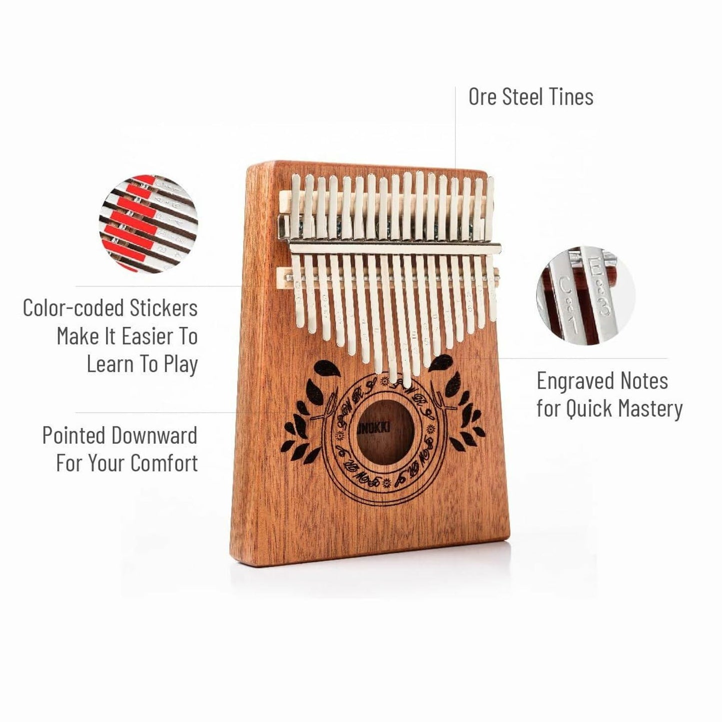 UNOKKI Kalimba Thumb Piano Portable Mahogany 17 Key Mbira Finger Piano