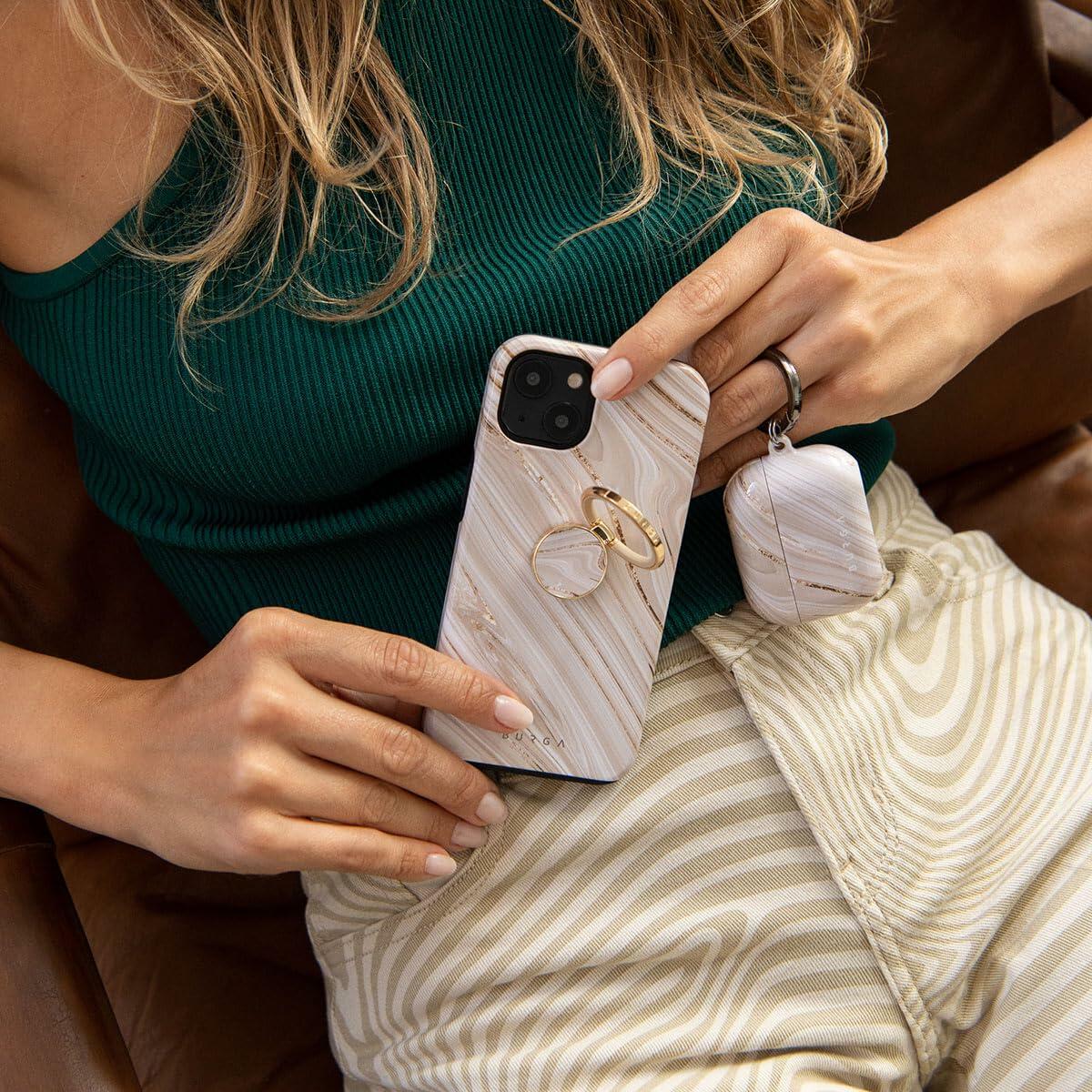 BURGA iPhone 15 Pro Max Case Nude Glitter Marble - Cute, Trendy, New