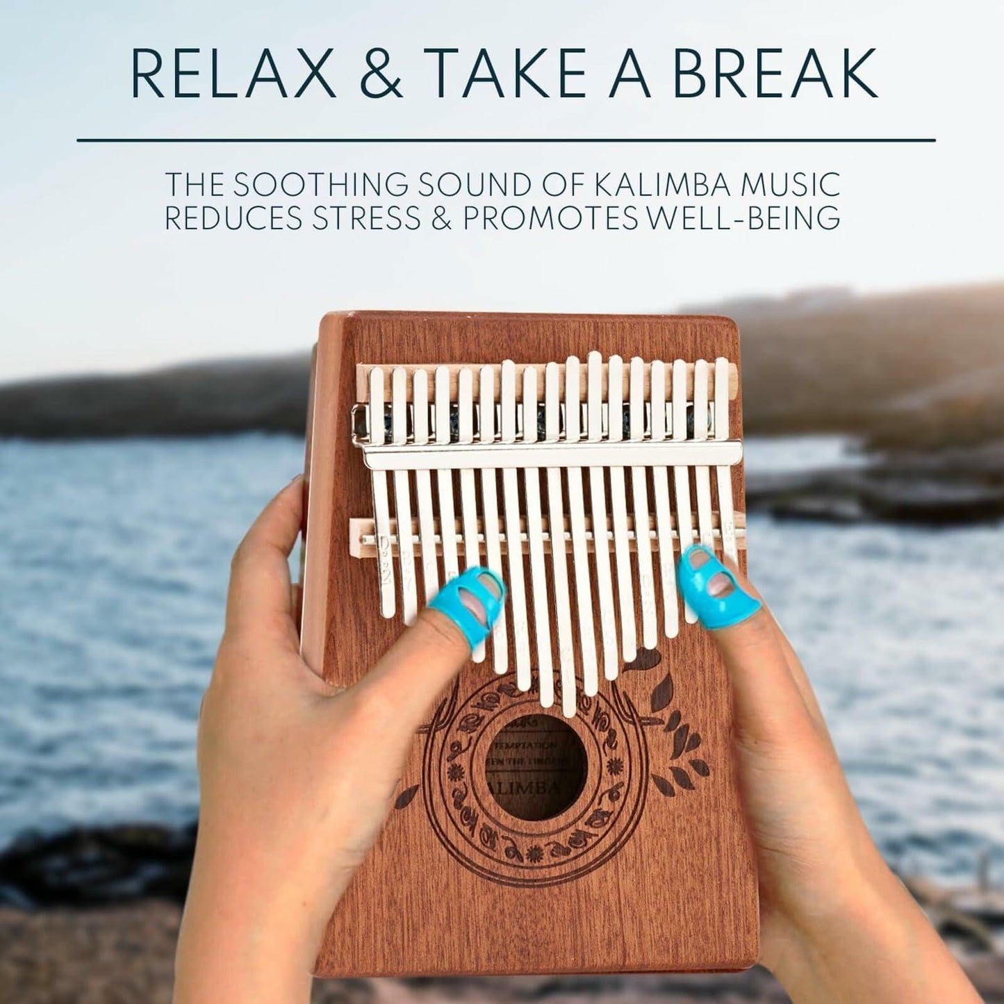 UNOKKI Kalimba Thumb Piano Portable Mahogany 17 Key Mbira Finger Piano