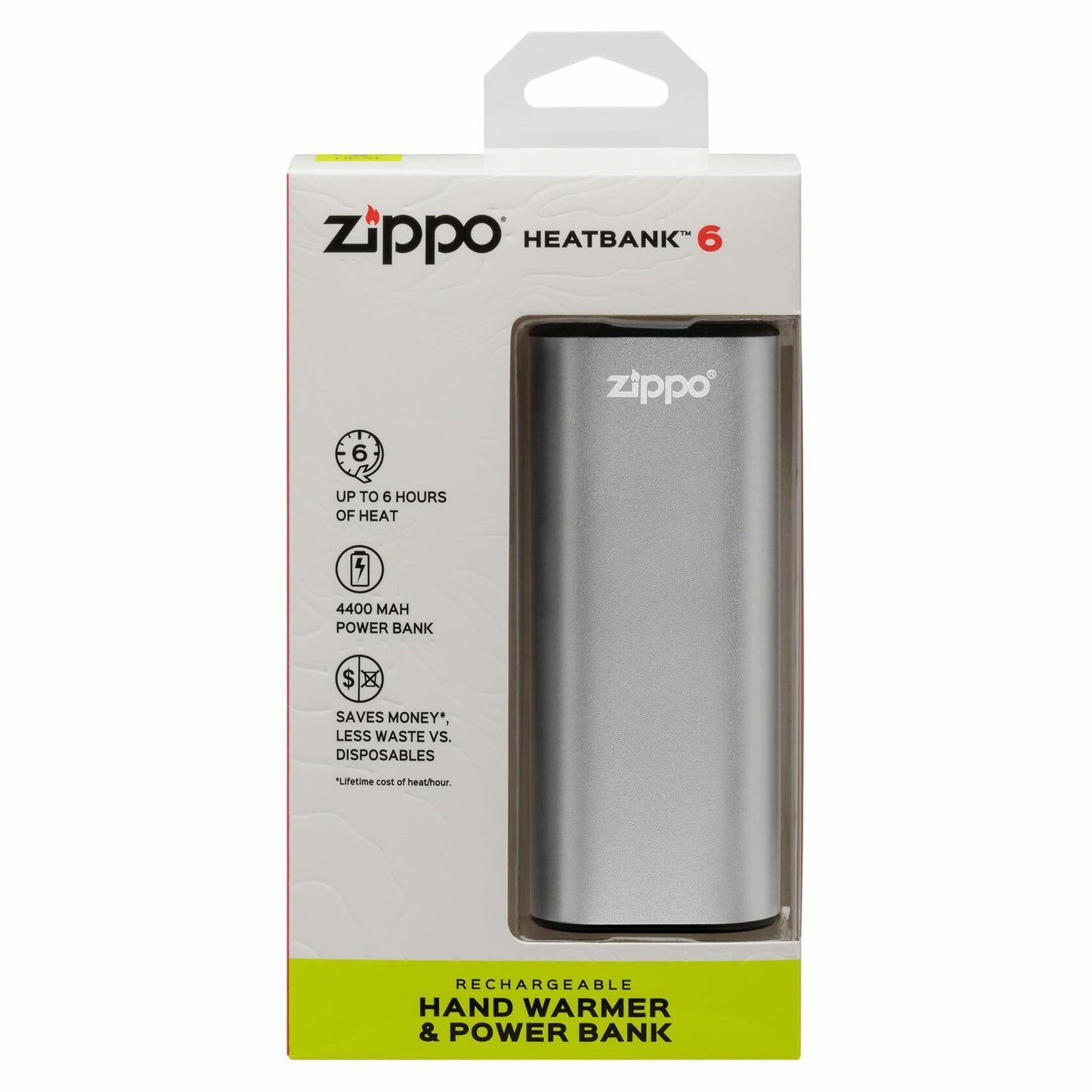 Zippo Silver HeatBank 6 Rechargeable Hand Warmer
