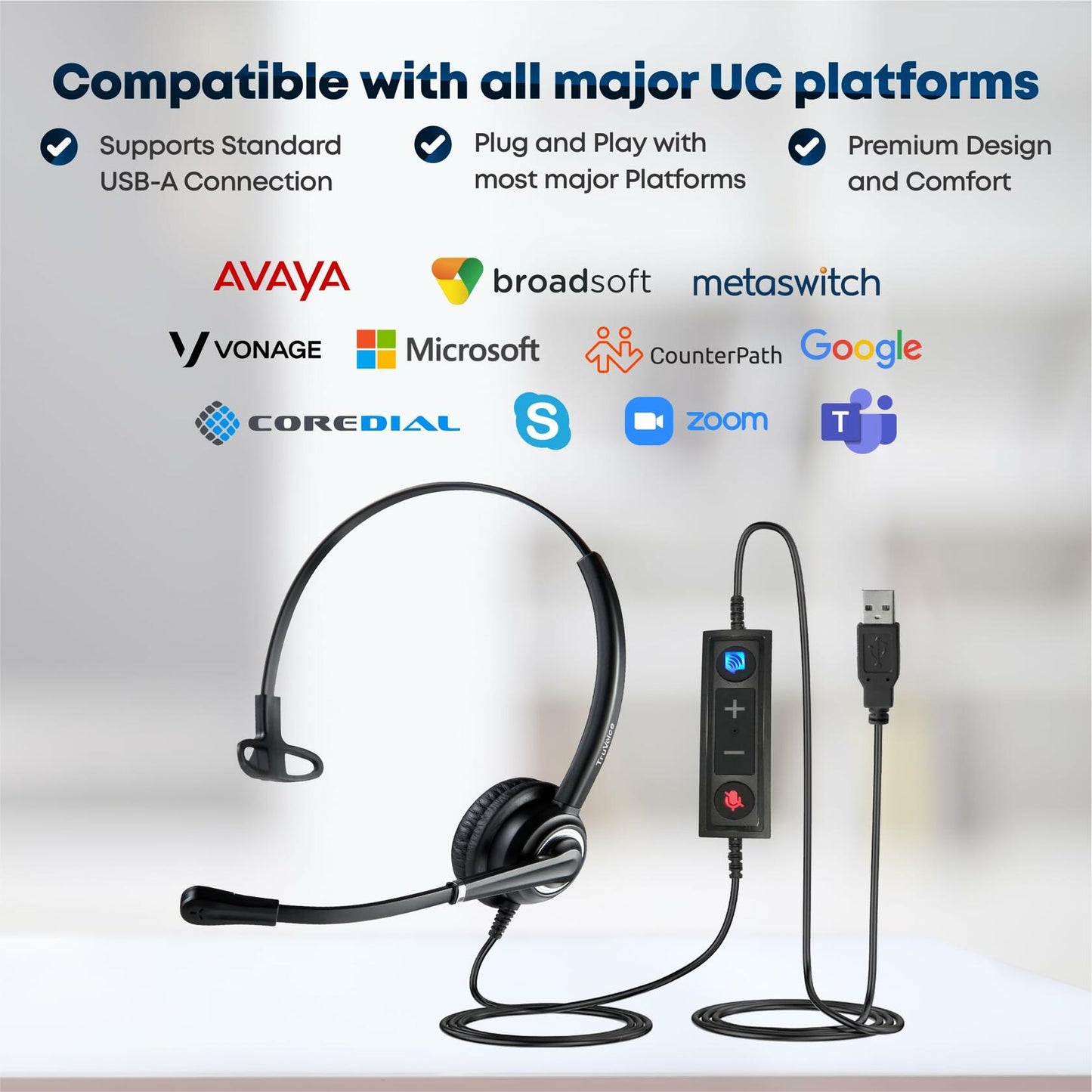 VoicePro 10 Professional Home Office and Call Center USB Headset