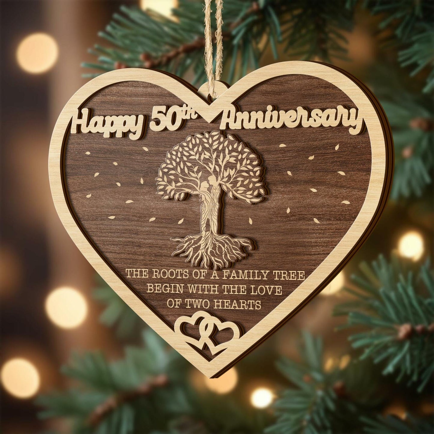 V VIBEPY 50th Anniversary 2-Layer Couples Ornament Decorative Keepsake