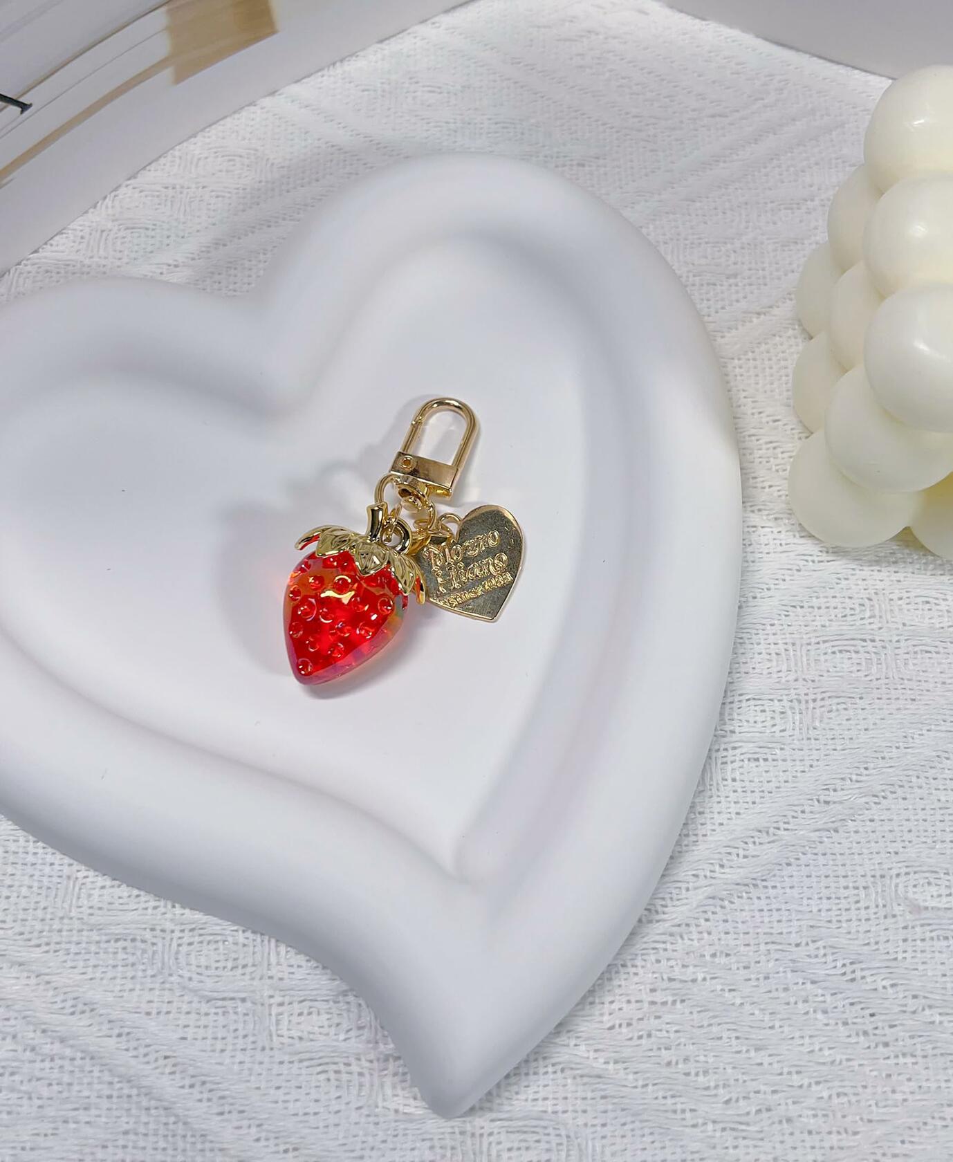 LAEKOU Cute Strawberry Keychain Accessories for Women, Y2K Key Chain
