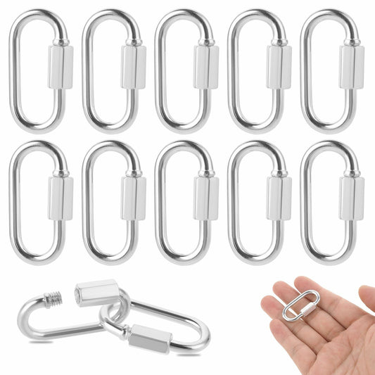 10 Pack Stainless Steel M3.5 Chain Link, D Shape Locking Quick Chain Links 1/8"