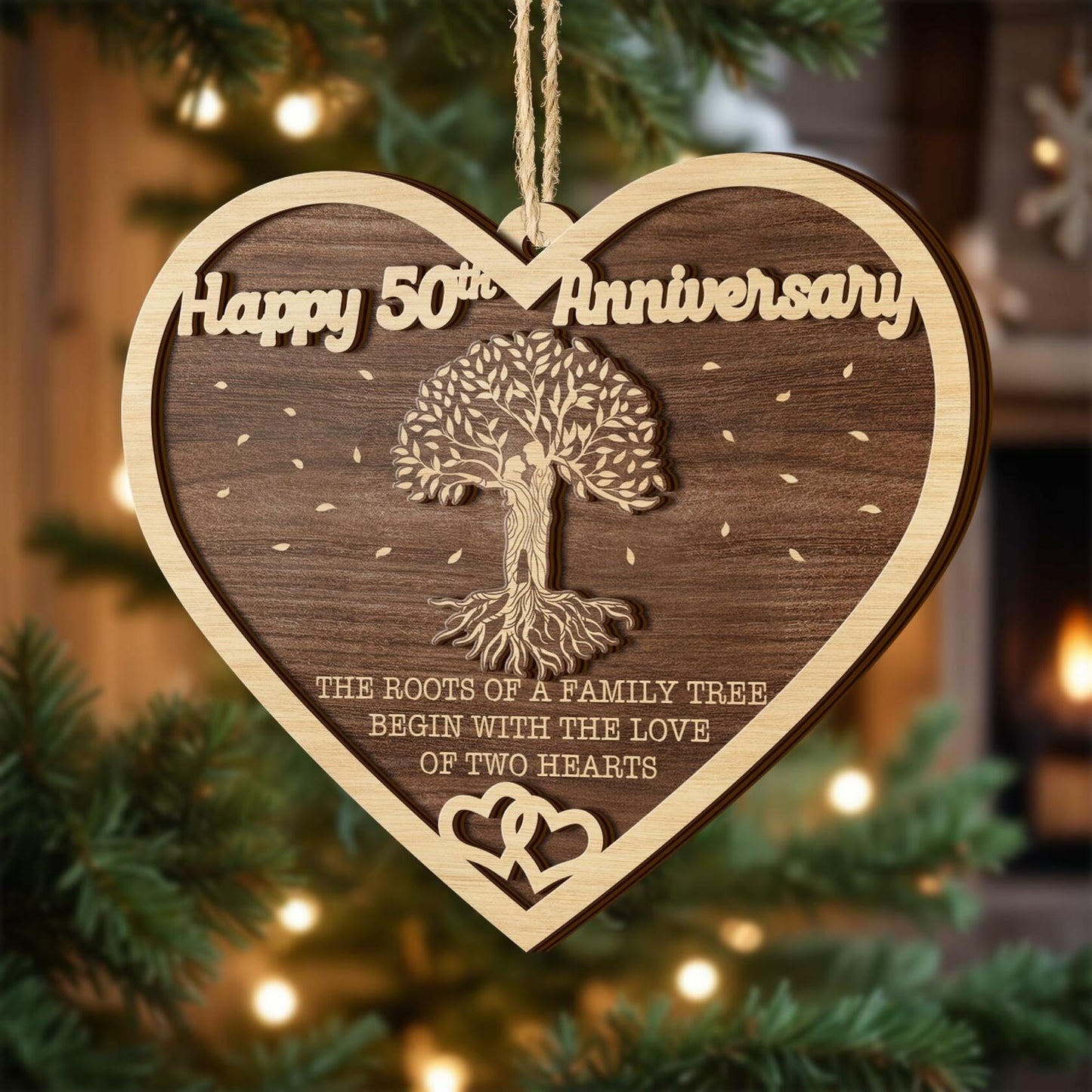 V VIBEPY 50th Anniversary 2-Layer Couples Ornament Decorative Keepsake