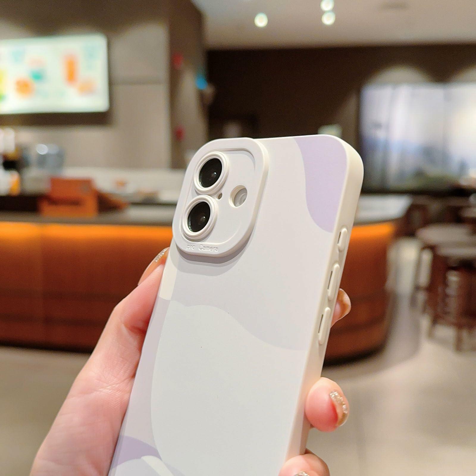 YKCZL Compatible with iPhone 16 Case,Cute Painted Art Pattern Full Camera Lens