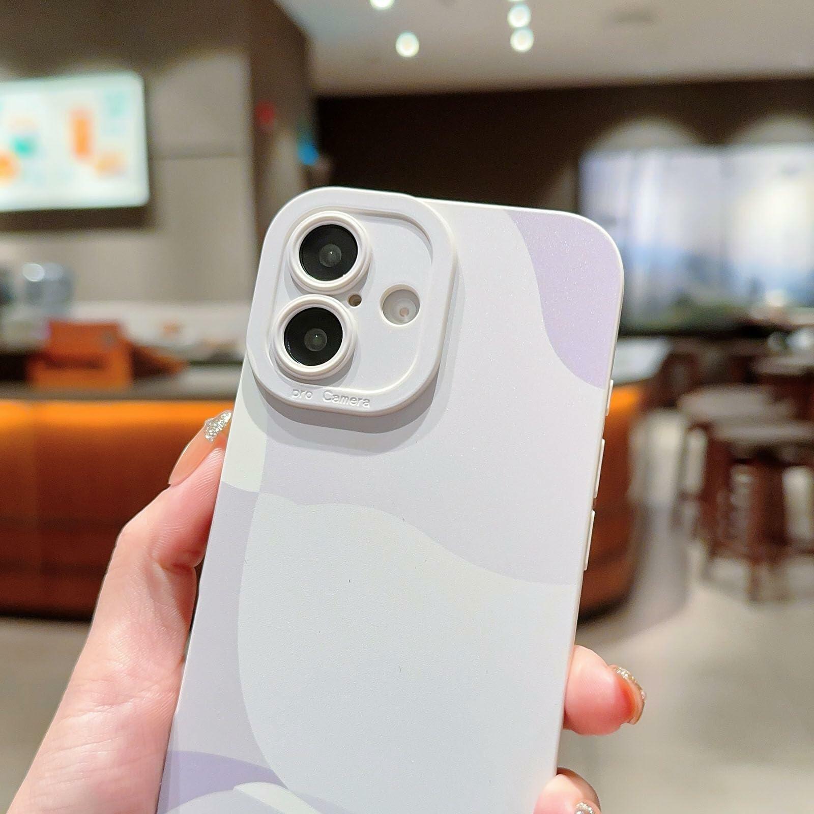 YKCZL Compatible with iPhone 16 Case,Cute Painted Art Pattern Full Camera Lens