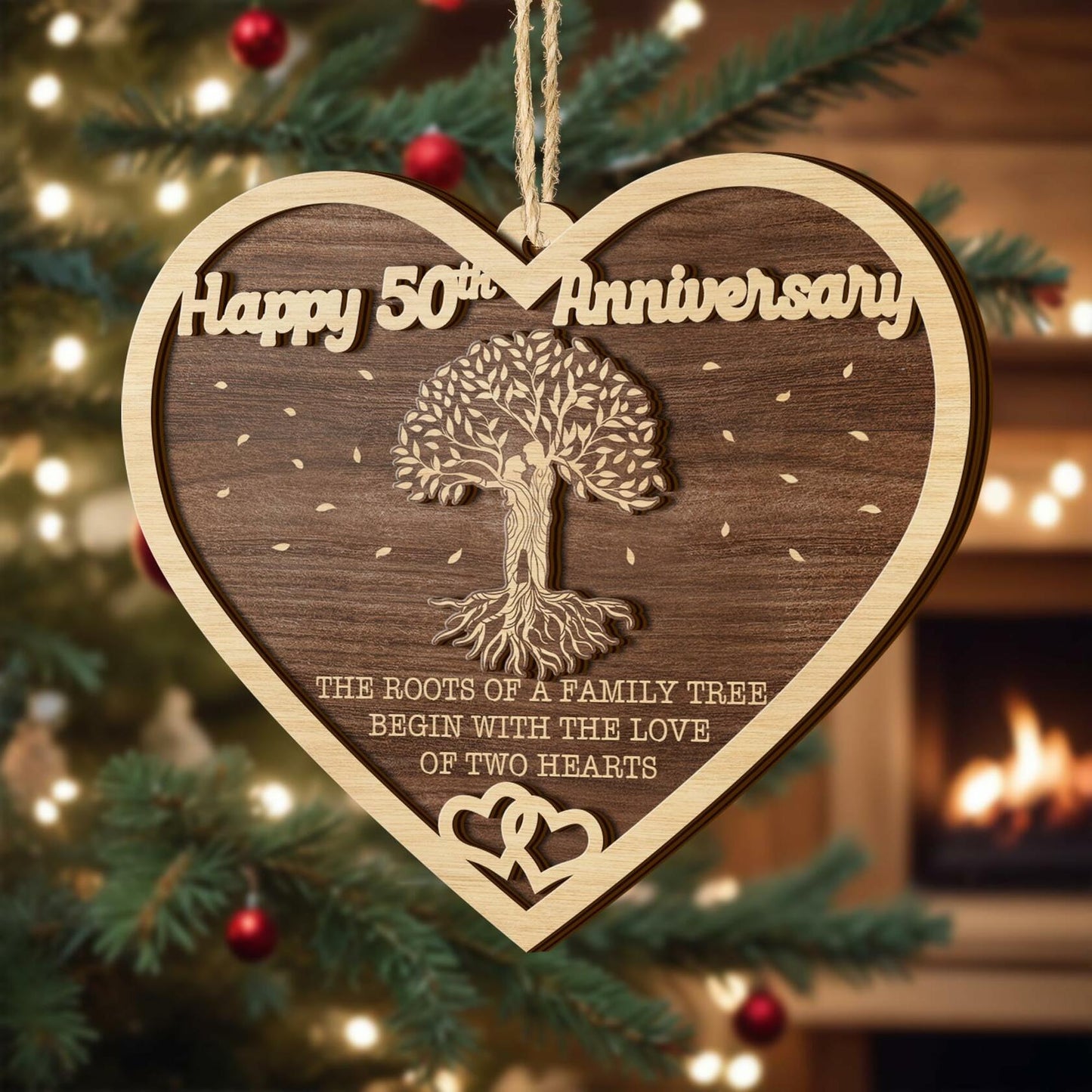 V VIBEPY 50th Anniversary 2-Layer Couples Ornament Decorative Keepsake