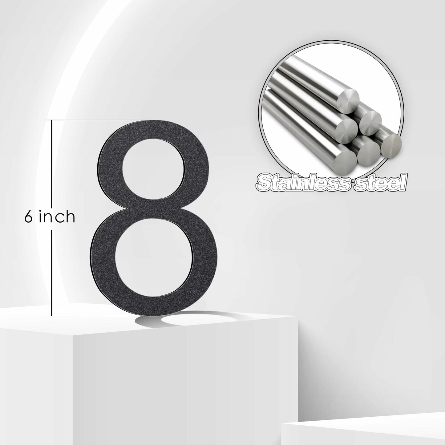 6 Inch Stainless Steel Self-Adhesive House Number 4 Outdoor Durable