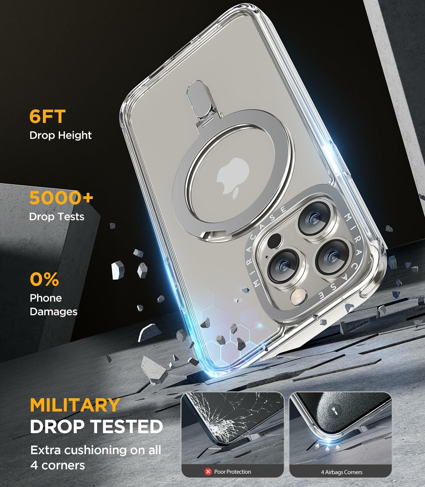 Miracase Designed for iPhone 15 Pro Case with Built-in Kickstand [Compatible