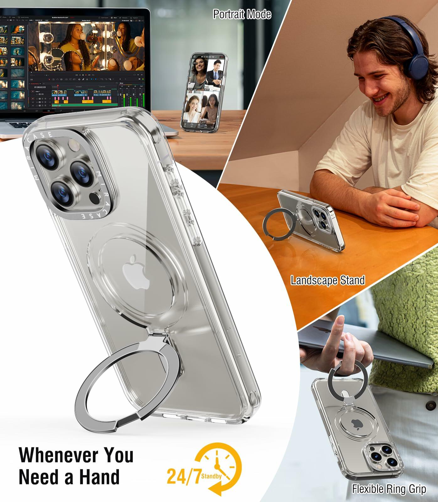 Miracase Designed for iPhone 15 Pro Case with Built-in Kickstand [Compatible