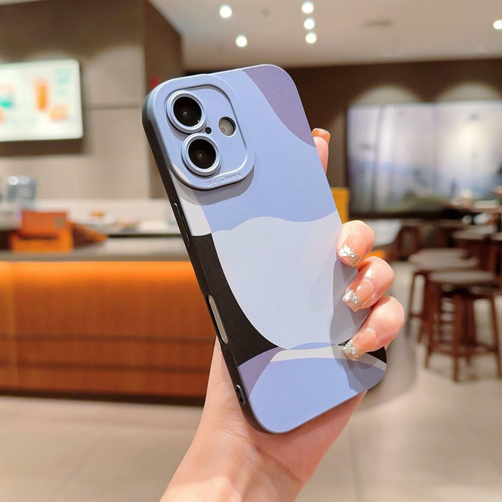 YKCZL Compatible with iPhone 16 Case,Cute Painted Art Pattern Full Camera Lens