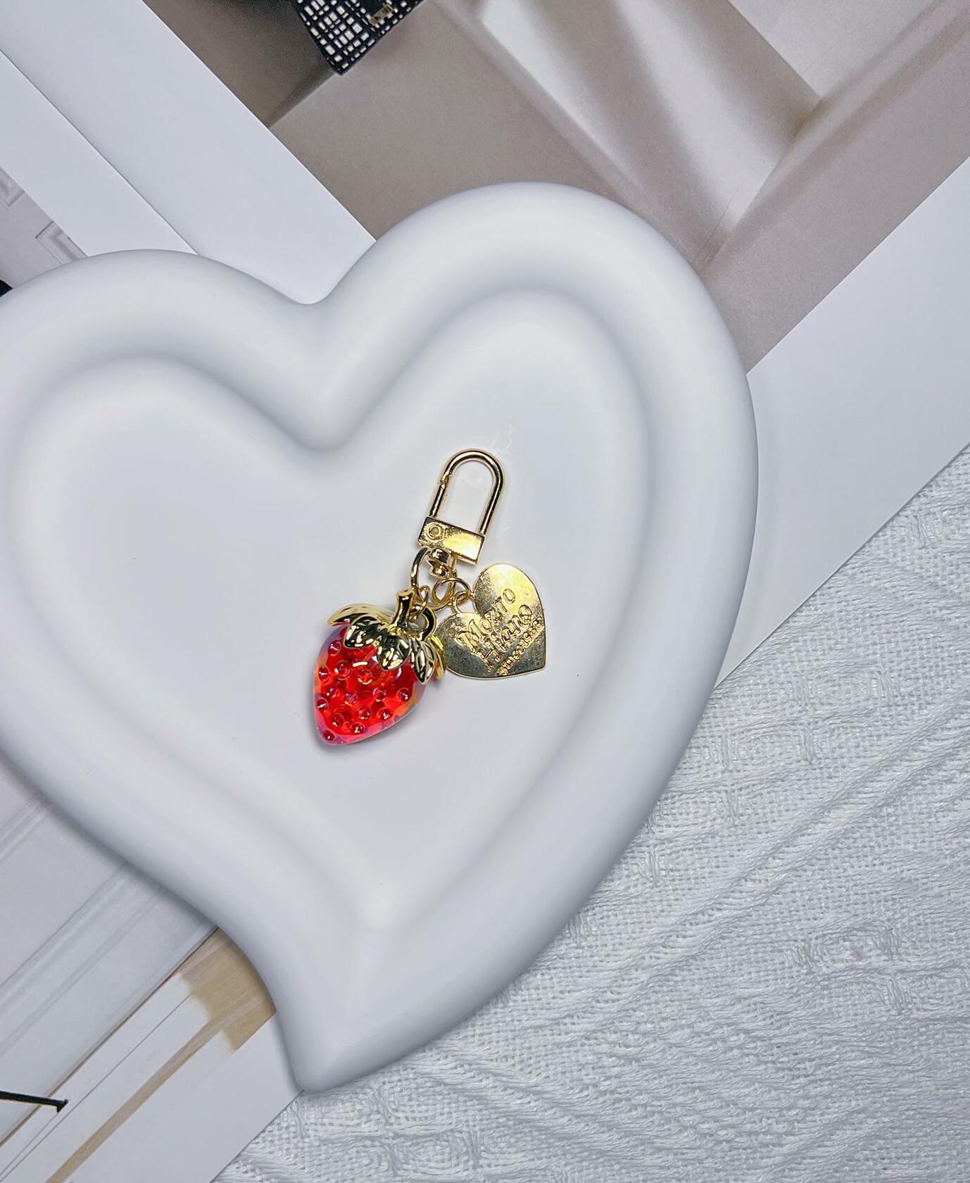 LAEKOU Cute Strawberry Keychain Accessories for Women, Y2K Key Chain