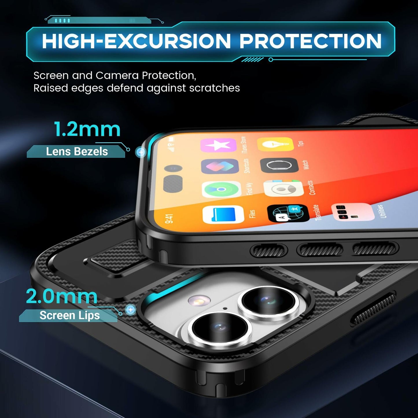 Amytor Designed for iPhone 16 Plus Case, Heavy Duty [15 FT Military Grade Drop