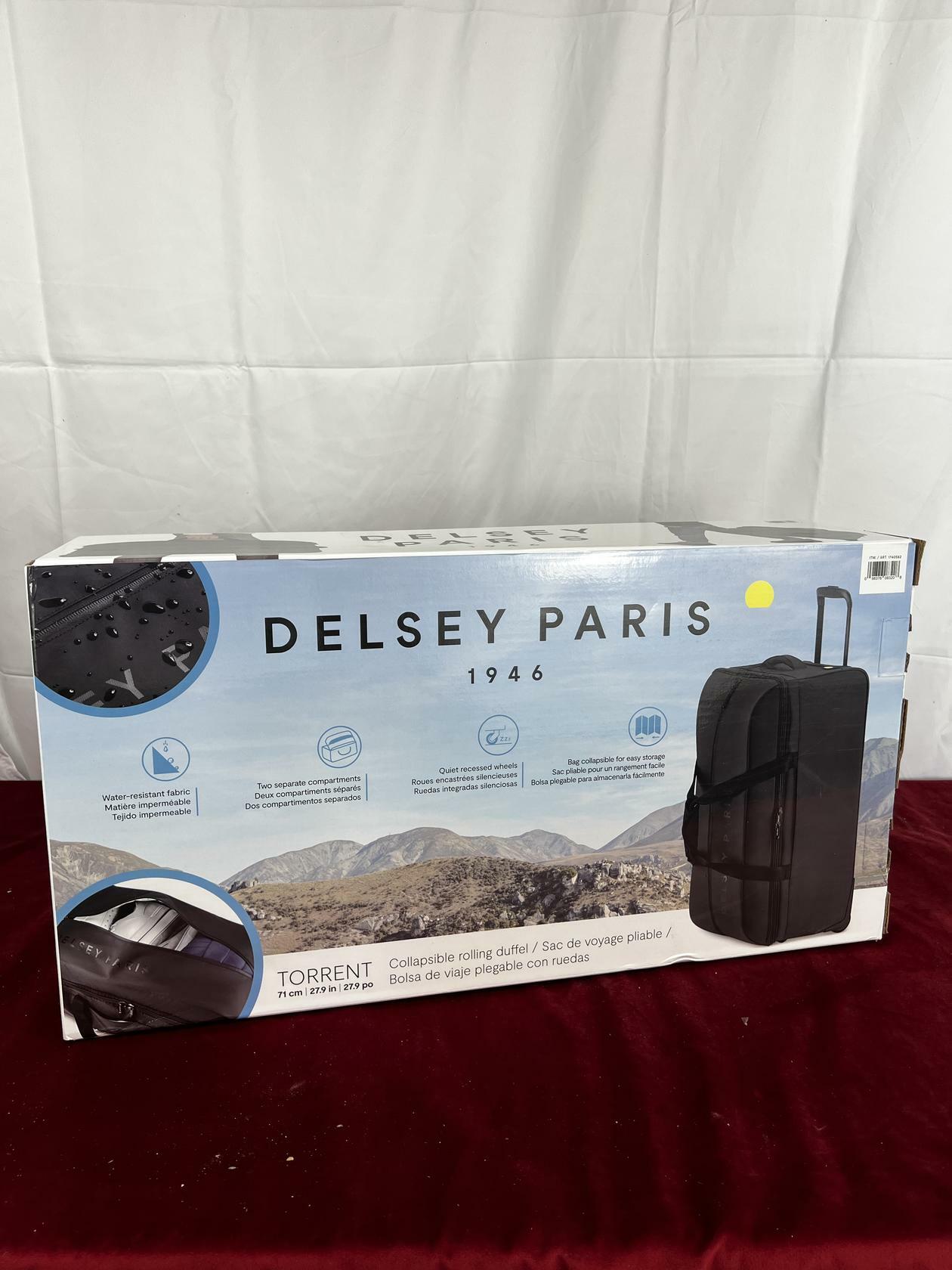 [Like_new] Delsey Paris 28" Torrent Black Collapsible Rolling Duffel Travel Outdoor