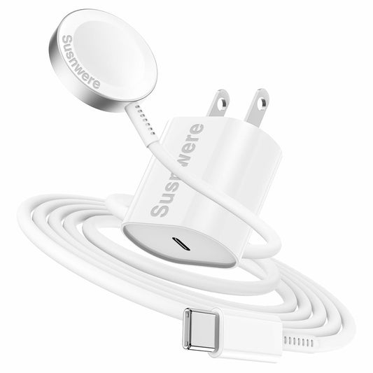 Susnwere Fast Charger for Apple Watch with 20W USB-C Block, SE/8/7/6/5/4/3/2/1