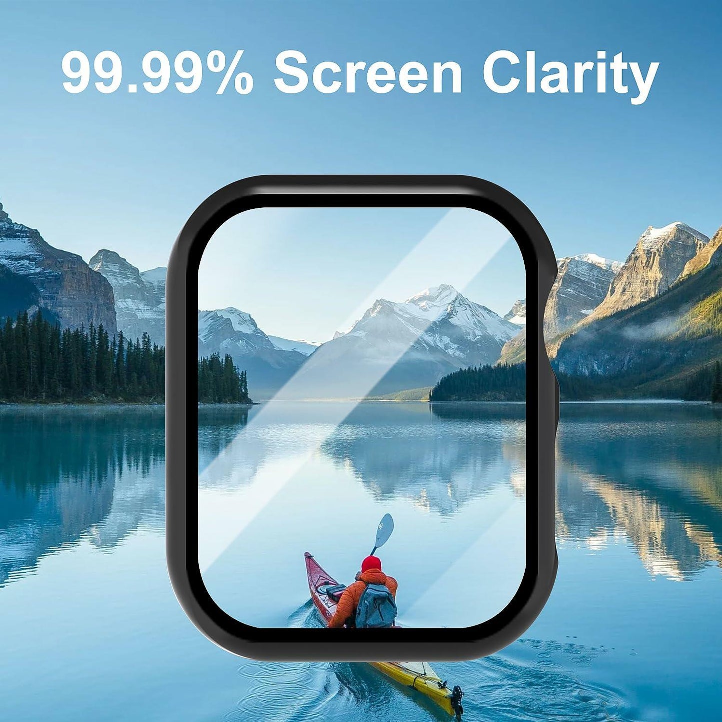 2-Pack 44mm Case w/ Screen Protector for Apple Watch SE/6/5/4 – Black & Clear