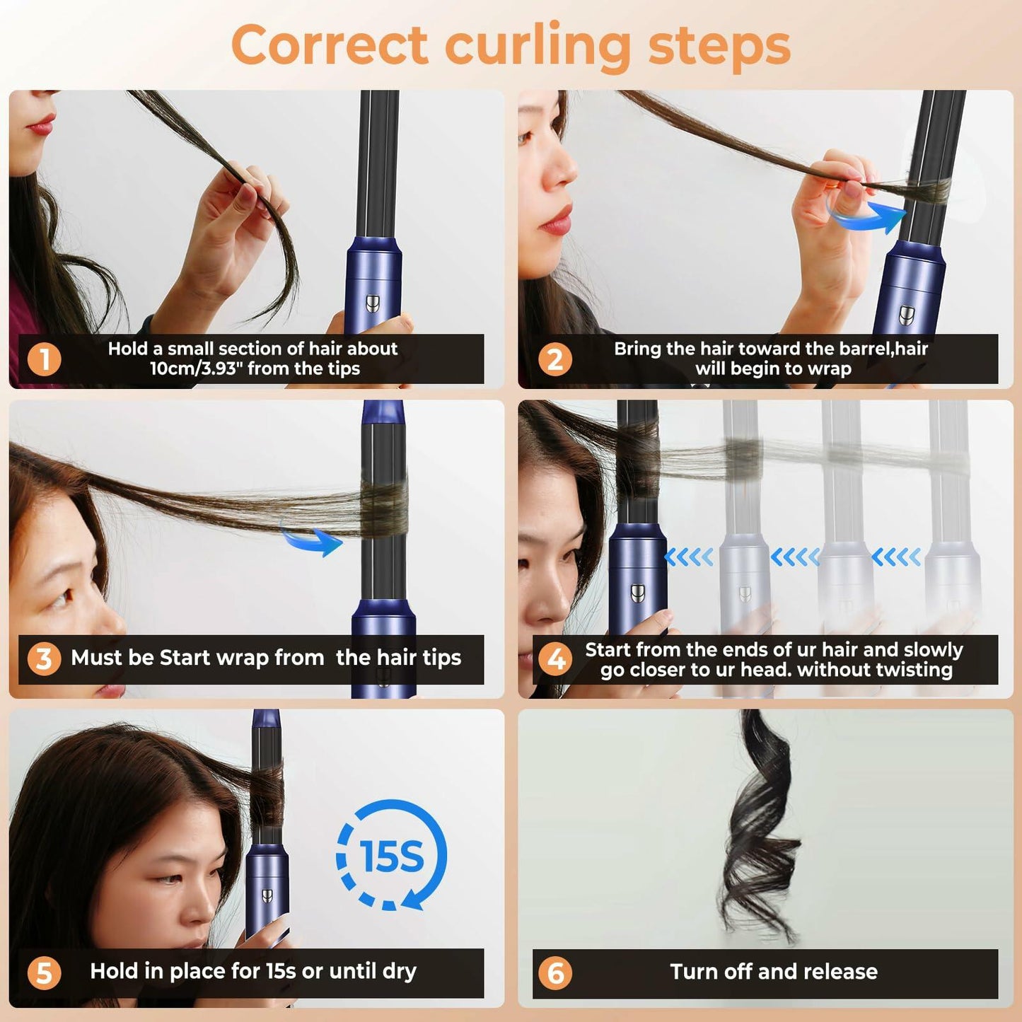 [Like_new] 6 in 1 Blow Dryer Brush Set – Ionic Dryer, Curler, Straightener, Brush
