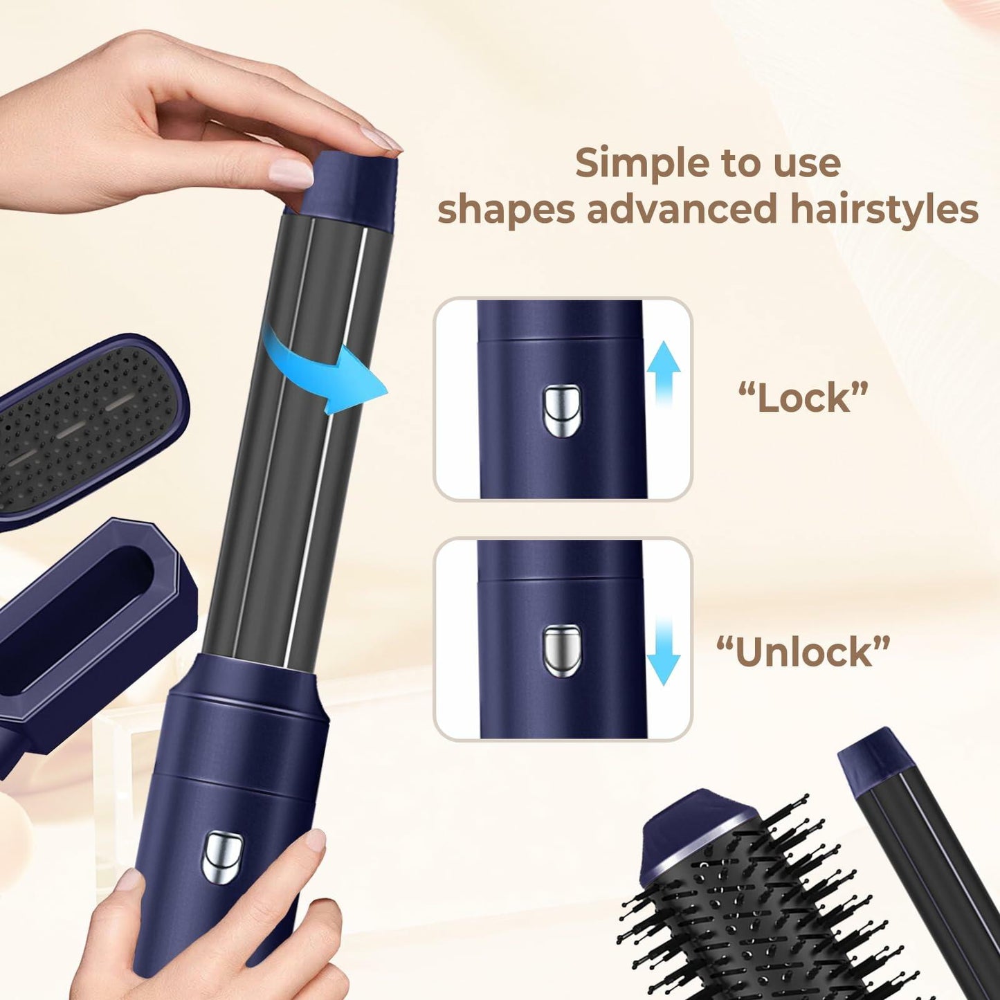 [Like_new] 6 in 1 Blow Dryer Brush Set – Ionic Dryer, Curler, Straightener, Brush