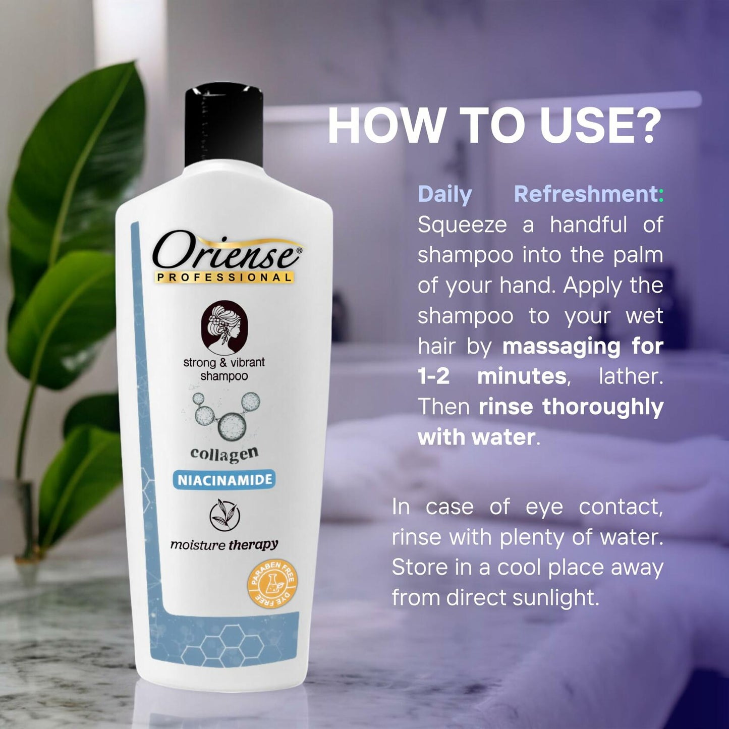 Oriense Collagen & Niacinamide Shampoo – Moisturizing, Paraben-Free, 16.9 fl oz