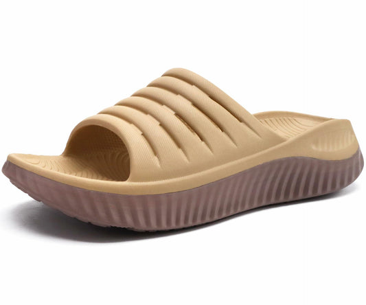 GPOS Women's Orthotic Recovery Slides – Cushioned Sandals, Khaki Brown, Size 7