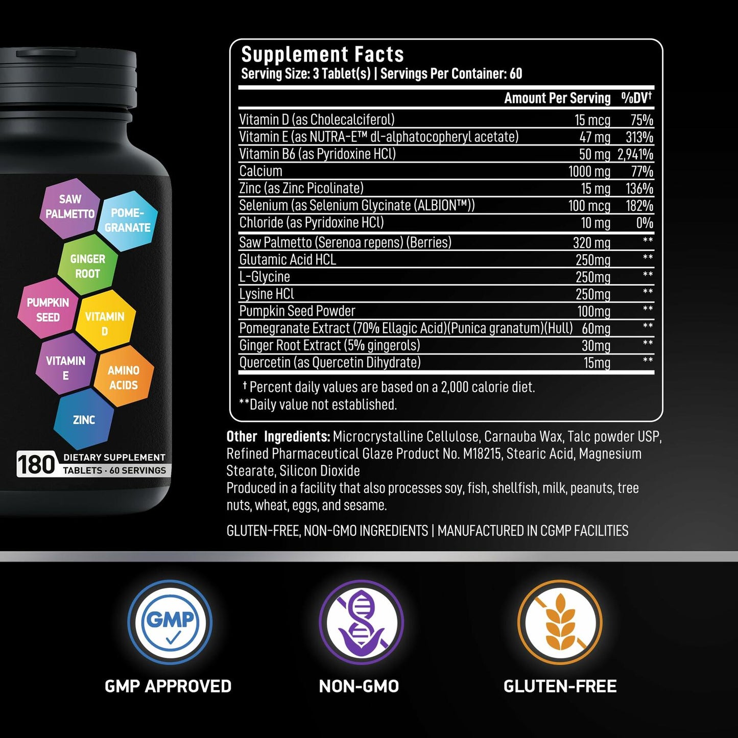 BIOACTIVE LABS Prostate Supplement – Saw Palmetto & Pumpkin, 180 Tabs