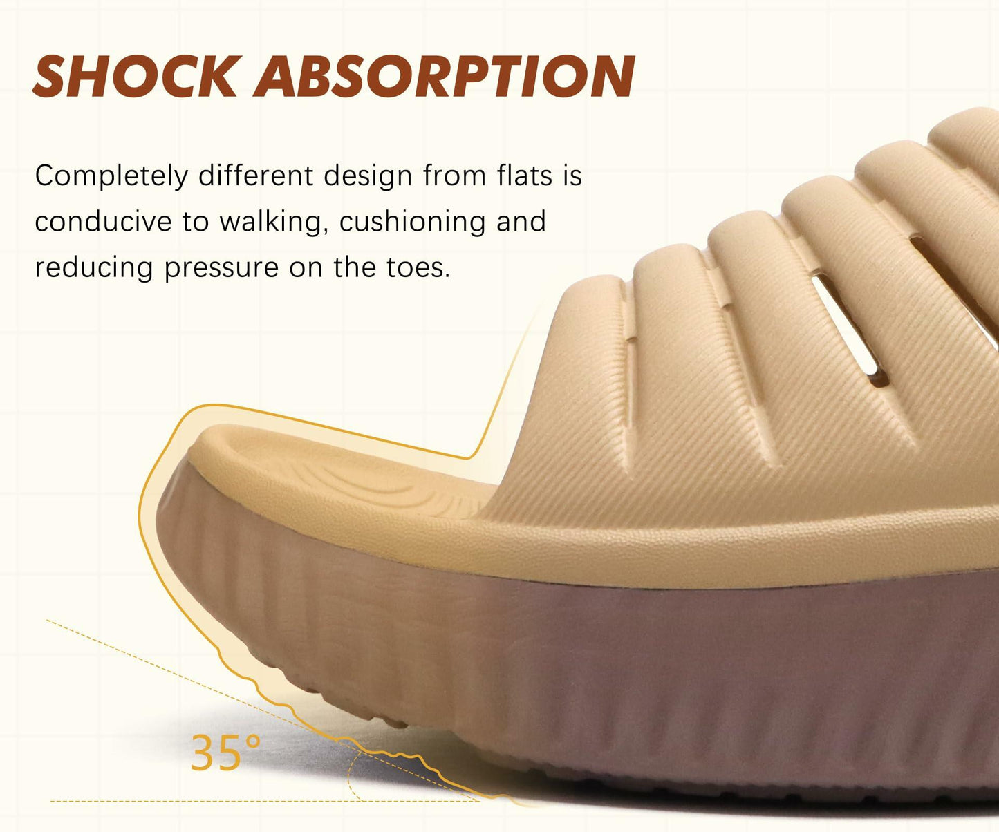 GPOS Women's Orthotic Recovery Slides – Cushioned Sandals, Khaki Brown, Size 7
