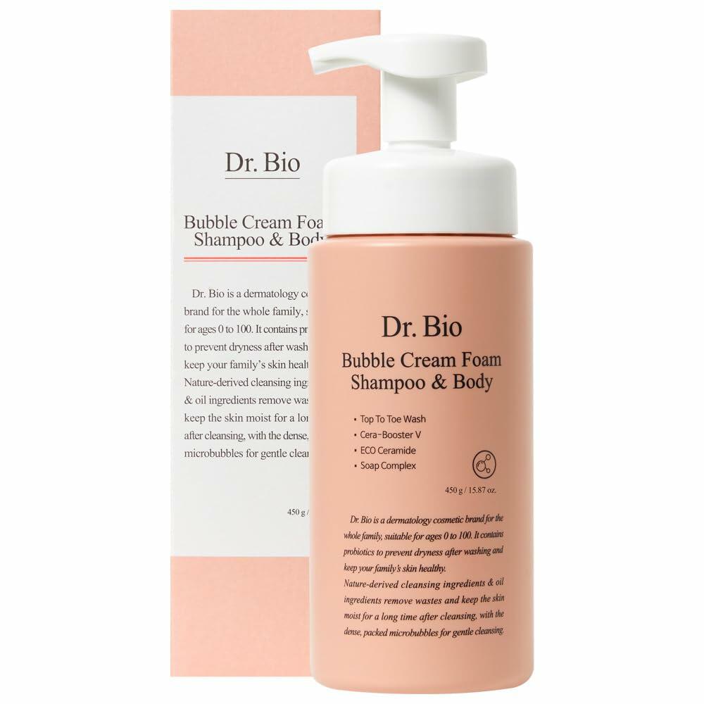 Dr.Bio Bubble Cream Foam Shampoo & Body Wash 15.87oz All-in-One Cleanser