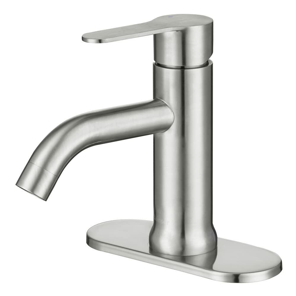 Bainser Single Hole Bathroom Faucet Brushed Nickel with Removable Aerator