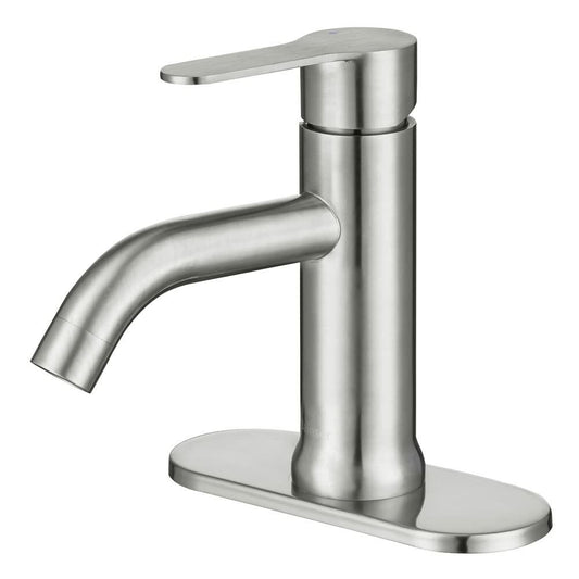Bainser Single Hole Bathroom Faucet Brushed Nickel with Removable Aerator