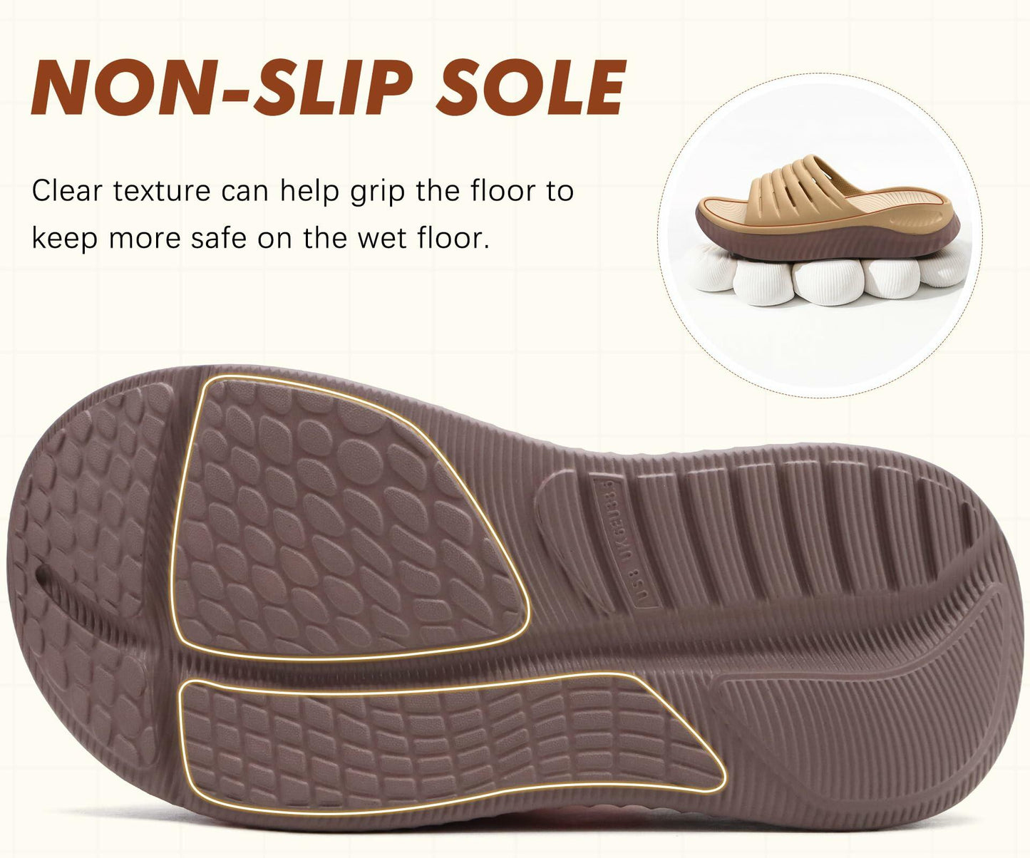 GPOS Women's Orthotic Recovery Slides – Cushioned Sandals, Khaki Brown, Size 7