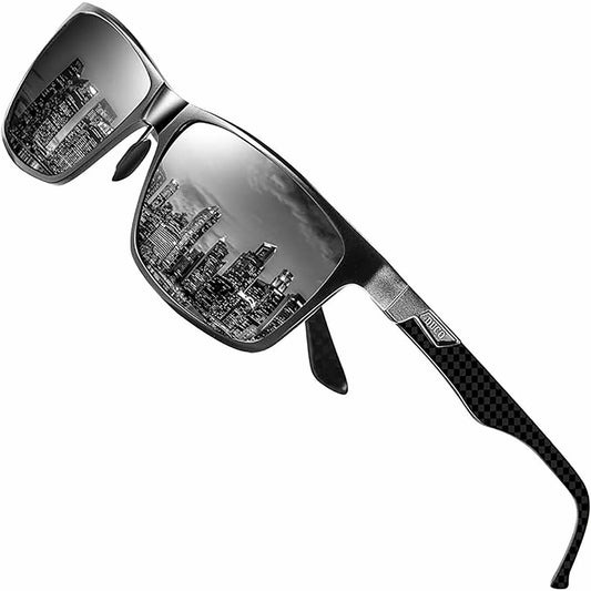 DUCO Men's Carbon Fiber Temple Polarized Sunglasses – Model 8206